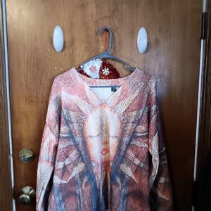 Sunburst Patterned Long Sleeve Oversized Top